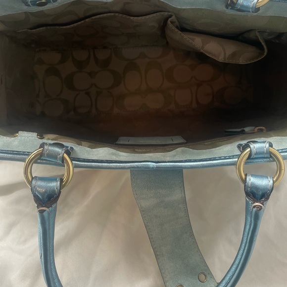 Coach Vintage Lt. Ed. Sea Foam Woven Boxy Tote Bag EUC - Picture 10 of 16